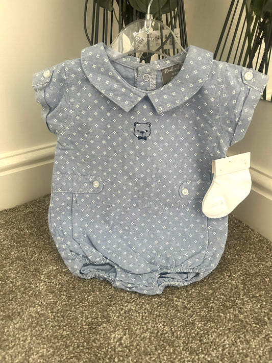 Blue Teddy Romper