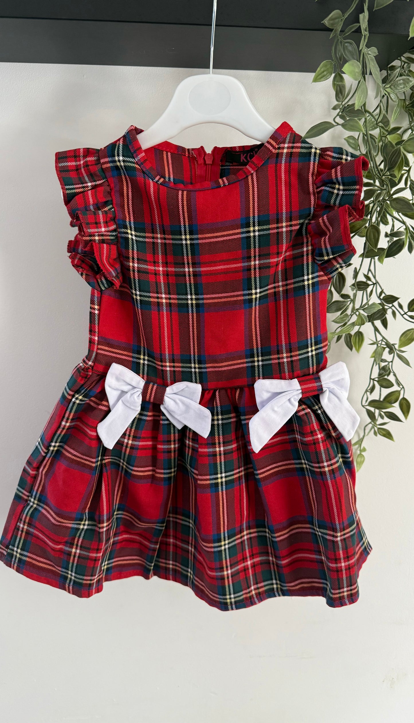 Red Tartan Double Bow Dress