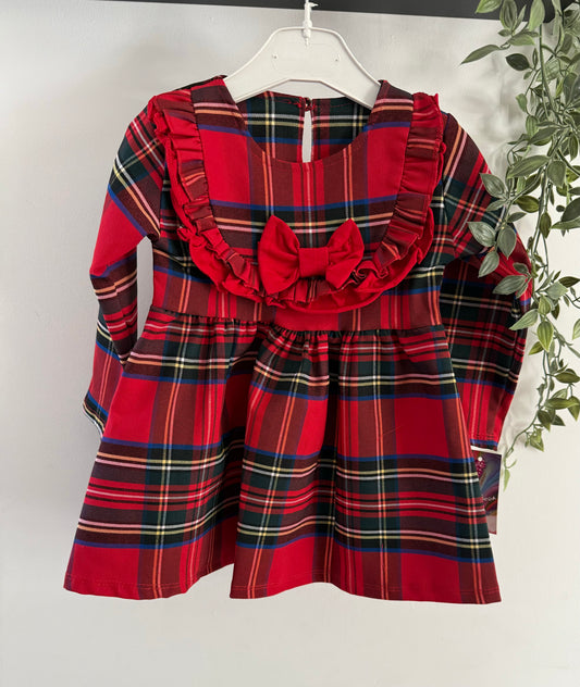 Red Bow Tartan Dress