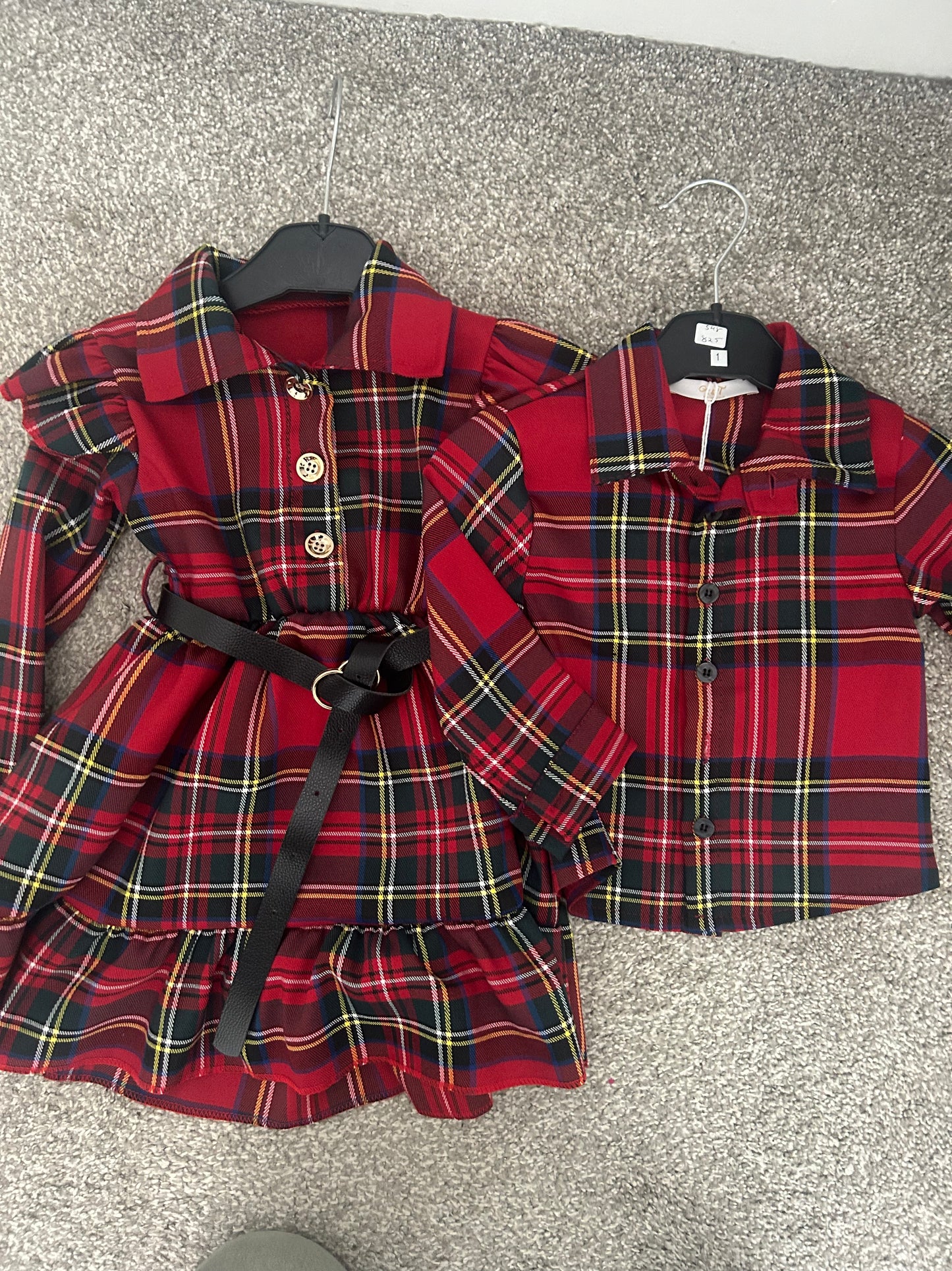 Red Tartan Belted Dress